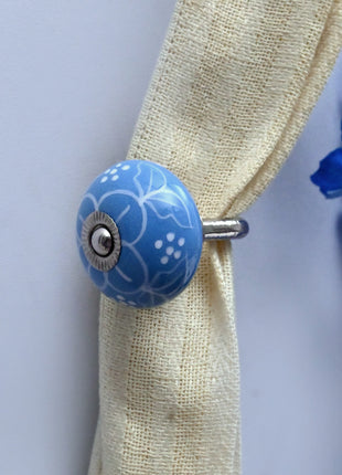 Curtain Tie Backs Hook Decorative Wall Hook- Turquoise (Set of Two)
