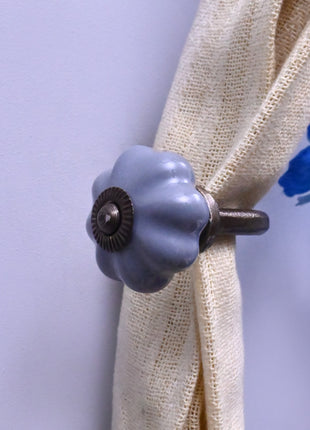 Curtain Tie Backs Hook Decorative Wall Hook- Gray (Set of Two)