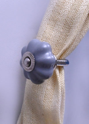 Curtain Tie Backs Hook Decorative Wall Hook- Gray (Set of Two)