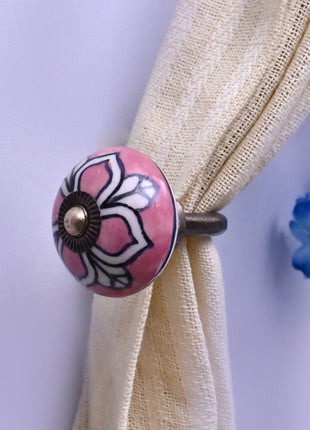 Curtain Tie Backs Hook Decorative Wall Hook- Pink (Set of Two)