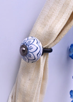 Curtain Tie Backs Hook Decorative Wall Hook- White Knob (Set of Two)