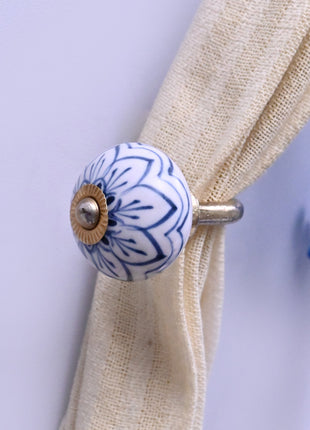 Curtain Tie Backs Hook Decorative Wall Hook- White Knob (Set of Two)