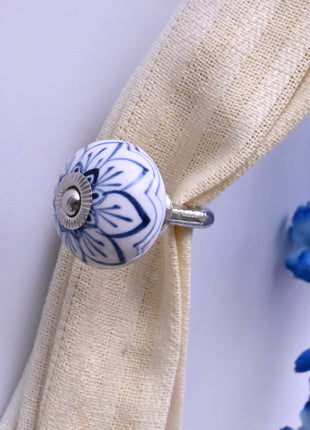 Curtain Tie Backs Hook Decorative Wall Hook- White Knob (Set of Two)