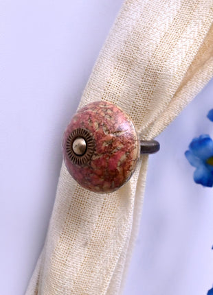 Curtain Tie Backs Hook Decorative Wall Hook- Dusty Rose Terracotta Speckled (Set of Two)