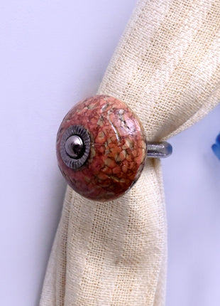 Curtain Tie Backs Hook Decorative Wall Hook- Dusty Rose Terracotta Speckled (Set of Two)