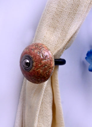 Curtain Tie Backs Hook Decorative Wall Hook- Dusty Rose Terracotta Speckled (Set of Two)