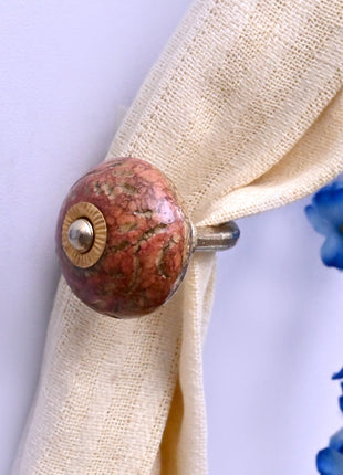 Curtain Tie Backs Hook Decorative Wall Hook- Dusty Rose Terracotta Speckled (Set of Two)