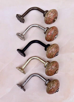 Curtain Tie Backs Hook Decorative Wall Hook- Dusty Rose Terracotta Speckled (Set of Two)