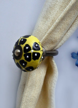 Curtain Tie Backs Hook Decorative Wall Hook- Yellow (Set of Two)