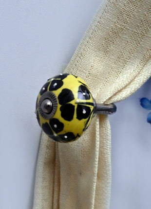Curtain Tie Backs Hook Decorative Wall Hook- Yellow (Set of Two)