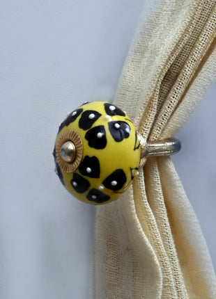 Curtain Tie Backs Hook Decorative Wall Hook- Yellow (Set of Two)