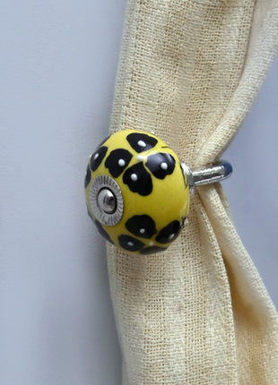 Curtain Tie Backs Hook Decorative Wall Hook- Yellow (Set of Two)