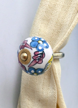Curtain Tie Backs Hook Decorative Wall Hook- Turquoise Flower (Set of Two)