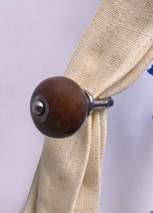 Curtain Tie Backs Hook Decorative Wall Hook- Brown (Set of Two)