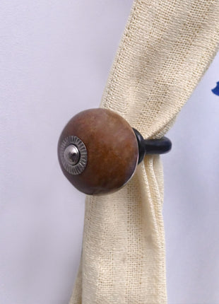 Curtain Tie Backs Hook Decorative Wall Hook- Brown (Set of Two)