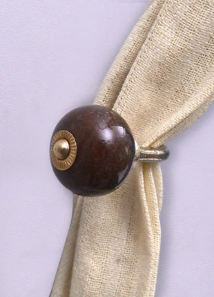 Curtain Tie Backs Hook Decorative Wall Hook- Brown (Set of Two)