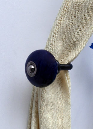Curtain Tie Backs Hook Decorative Wall Hook- Dark Blue (Set of Two)
