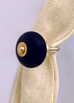 Curtain Tie Backs Hook Decorative Wall Hook- Dark Blue (Set of Two)