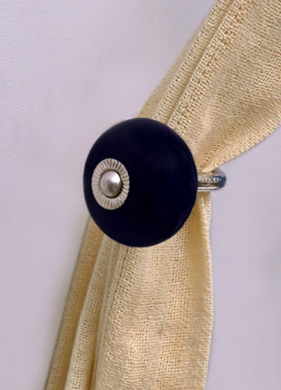 Curtain Tie Backs Hook Decorative Wall Hook- Dark Blue (Set of Two)