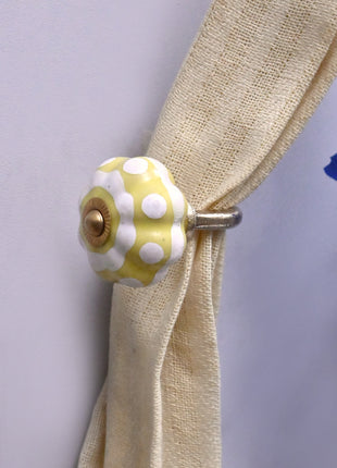 Curtain Tie Backs Hook Decorative Wall Hook- Yellow and White (Set of Two)