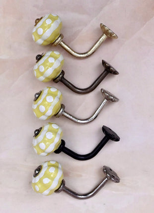 Curtain Tie Backs Hook Decorative Wall Hook- Yellow and White (Set of Two)