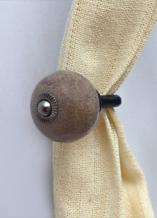 Curtain Tie Backs Hook Decorative Wall Hook- Brown (Set of Two)