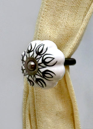 Curtain Tie Backs Hook Decorative Wall Hook- Black Design (Set of Two)