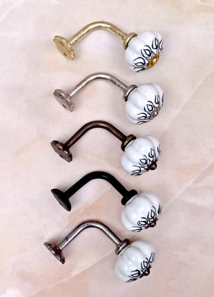 Curtain Tie Backs Hook Decorative Wall Hook- Black Design (Set of Two)