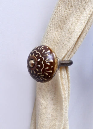 Curtain Tie Backs Hook Decorative Wall Hook- Brown (Set of Two)