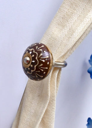 Curtain Tie Backs Hook Decorative Wall Hook- Brown (Set of Two)