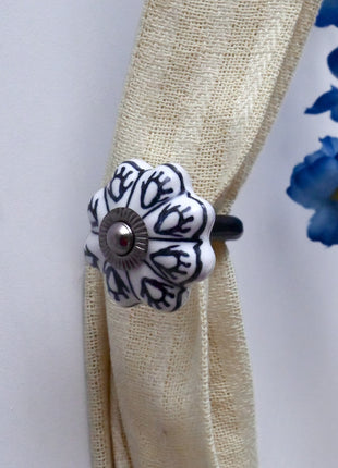 Curtain Tie Backs Hook Decorative Wall Hook- Black Design (Set of Two)