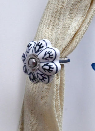 Curtain Tie Backs Hook Decorative Wall Hook- Black Design (Set of Two)
