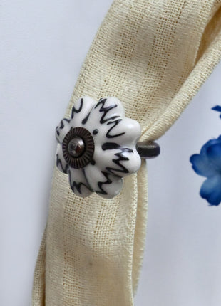 Curtain Tie Backs Hook Decorative Wall Hook- Off White (Set of Two)