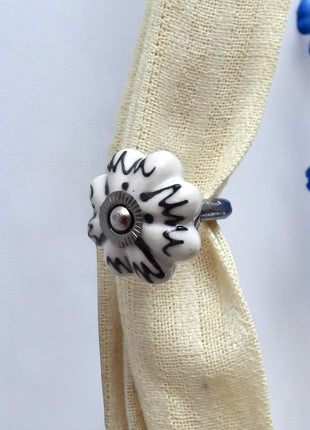 Curtain Tie Backs Hook Decorative Wall Hook- Off White (Set of Two)