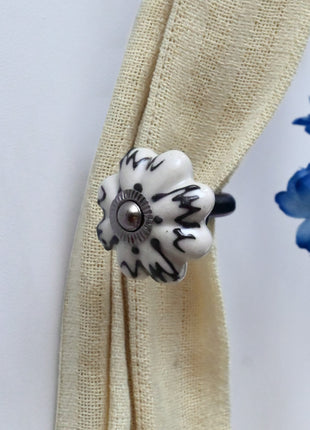 Curtain Tie Backs Hook Decorative Wall Hook- Off White (Set of Two)