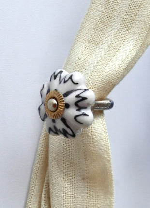 Curtain Tie Backs Hook Decorative Wall Hook- Off White (Set of Two)