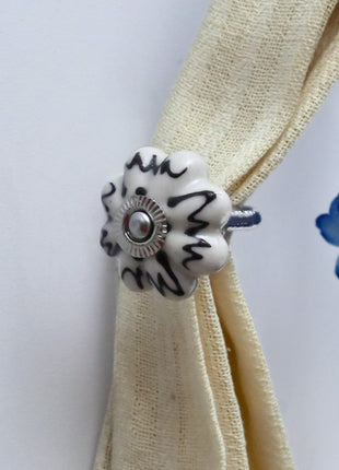 Curtain Tie Backs Hook Decorative Wall Hook- Off White (Set of Two)