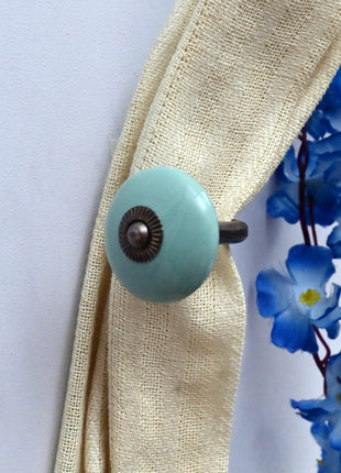Curtain Tie Backs Hook Decorative Wall Hook- Teal Green (Set of Two)