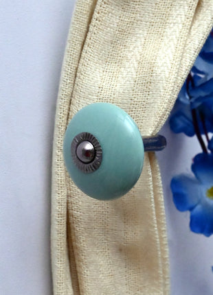 Curtain Tie Backs Hook Decorative Wall Hook- Teal Green (Set of Two)