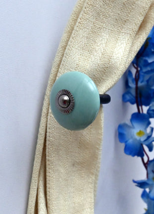 Curtain Tie Backs Hook Decorative Wall Hook- Teal Green (Set of Two)