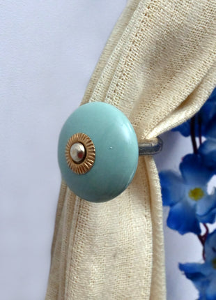 Curtain Tie Backs Hook Decorative Wall Hook- Teal Green (Set of Two)