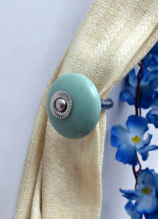 Curtain Tie Backs Hook Decorative Wall Hook- Teal Green (Set of Two)