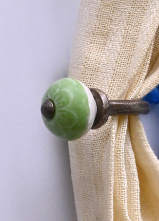 Curtain Tie Backs Hook Decorative Wall Hook- Green (Set of Two)
