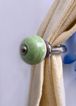 Curtain Tie Backs Hook Decorative Wall Hook- Green (Set of Two)