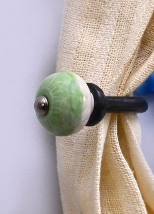 Curtain Tie Backs Hook Decorative Wall Hook- Green (Set of Two)