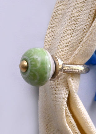 Curtain Tie Backs Hook Decorative Wall Hook- Green (Set of Two)