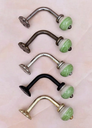 Curtain Tie Backs Hook Decorative Wall Hook- Green (Set of Two)