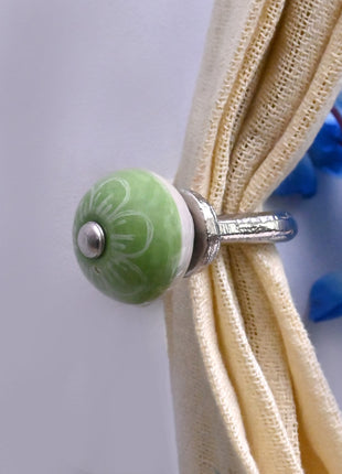 Curtain Tie Backs Hook Decorative Wall Hook- Green (Set of Two)