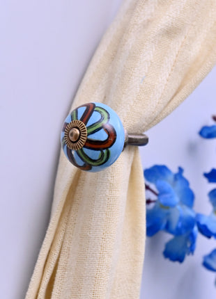 Curtain Tie Backs Hook Decorative Wall Hook- Turquoise (Set of Two)