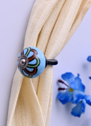 Curtain Tie Backs Hook Decorative Wall Hook- Turquoise (Set of Two)